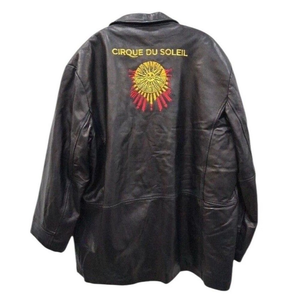 Vintage Danier Cirque du Soleil Leather Jacket 2XL Black Embroidered Rare